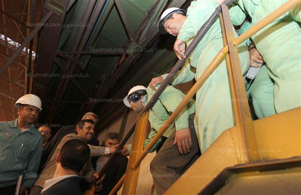 احمدی نژاد در مراسم افتتاح فاز اول واحد تولید آهن