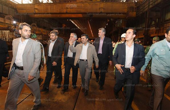 احمدی نژاد در مراسم افتتاح فاز اول واحد تولید آهن