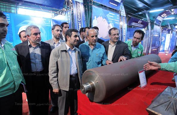 احمدی نژاد در مراسم افتتاح فاز اول واحد تولید آهن